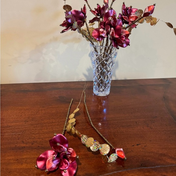 Christmas decor Artificial beaded flower stems Handmade Red color Beaded Flower - Picture 3 of 3